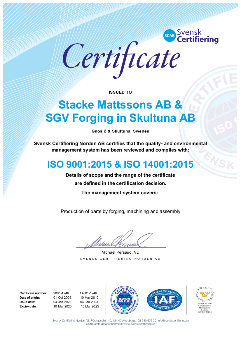 ISO 9001-14001 Certifikat